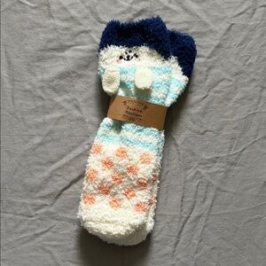 Cozy fuzzy Socks - Blue, White, and Orange